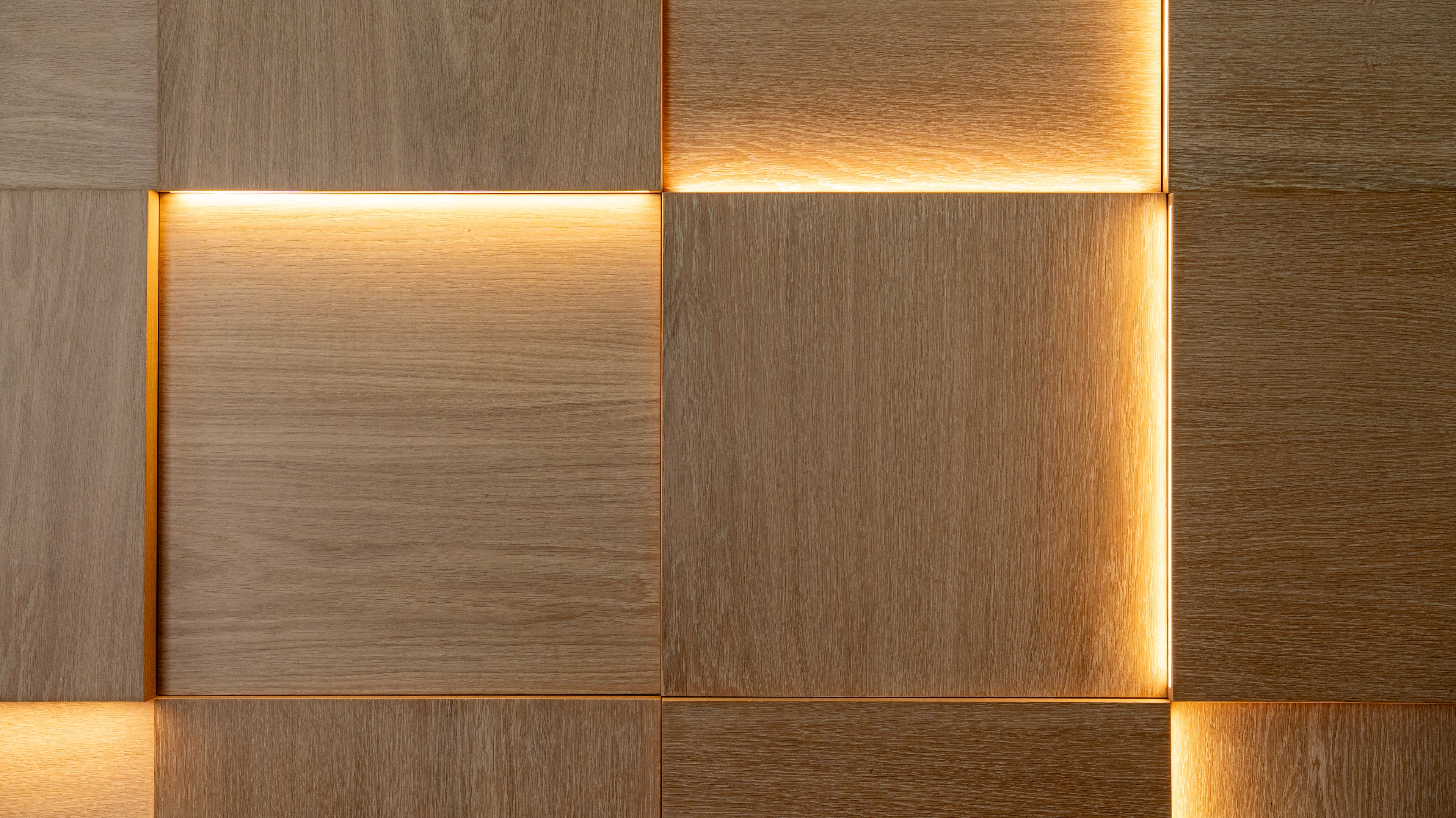3D Оак wood Wall Panels with Backlight Set -16pcs