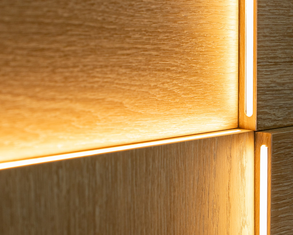 3D Оак wood Wall Panels with Backlight Set -16pcs