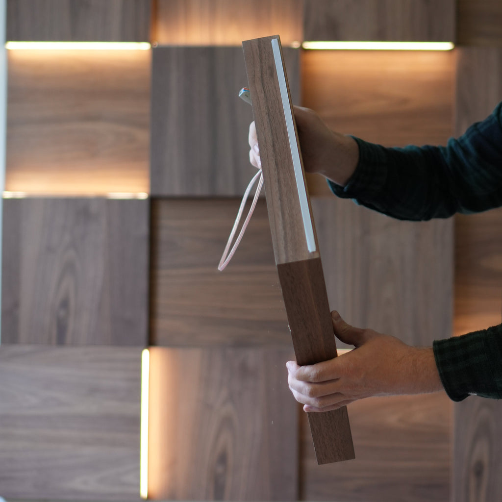 Exclusive 3D Walnut wood Wall Panels with Backlight P_Light_40