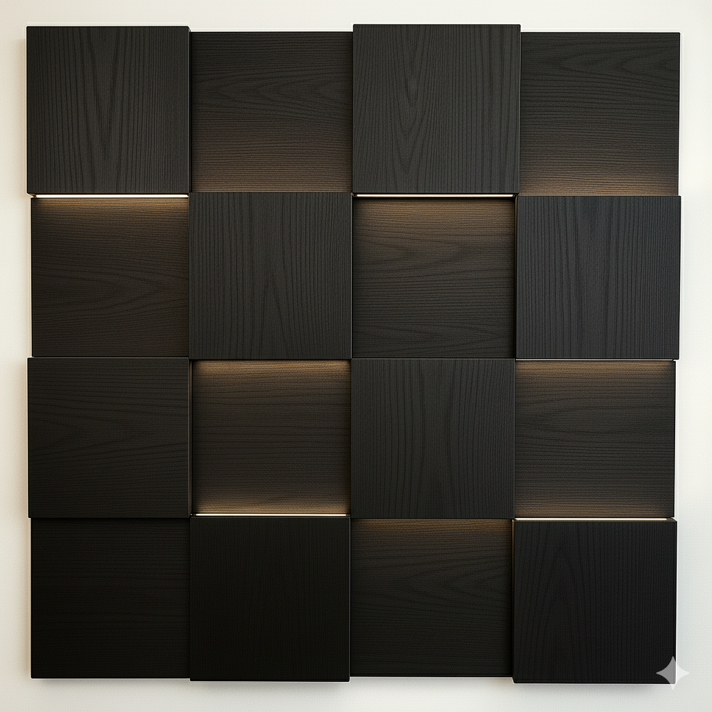 Backlit black Wood Wall Panels