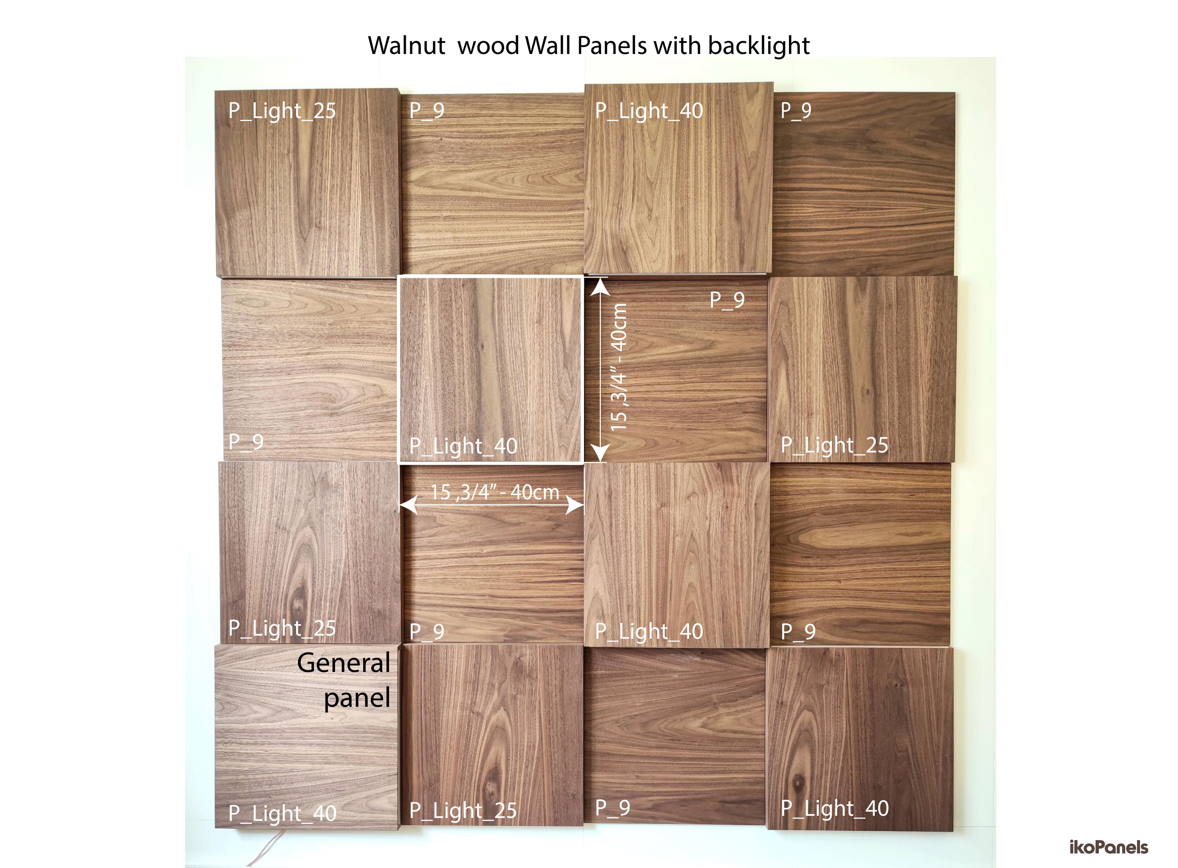 Exclusive 3D Walnut wood Wall Panels with Backlight Set -16pcs