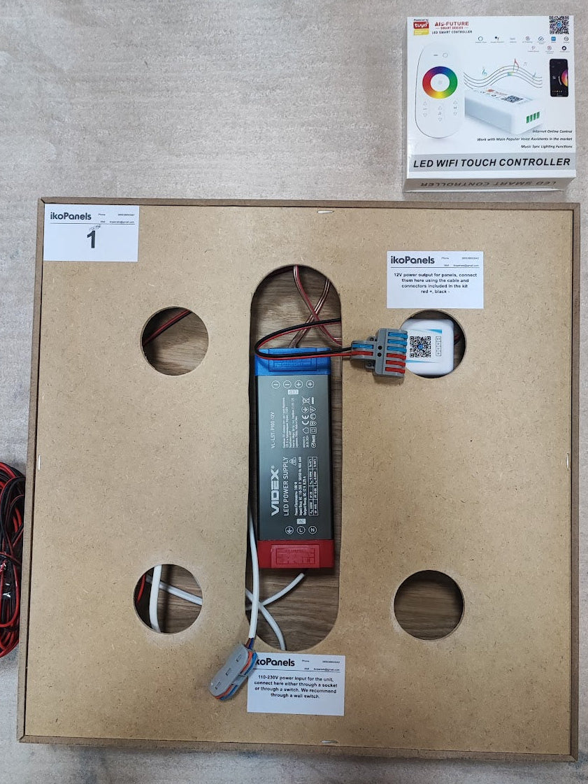 P_Light_40, dimer, Smart Home App Wi-Fi
Panel with LED backlight, touch switch and dimmer for smart home application