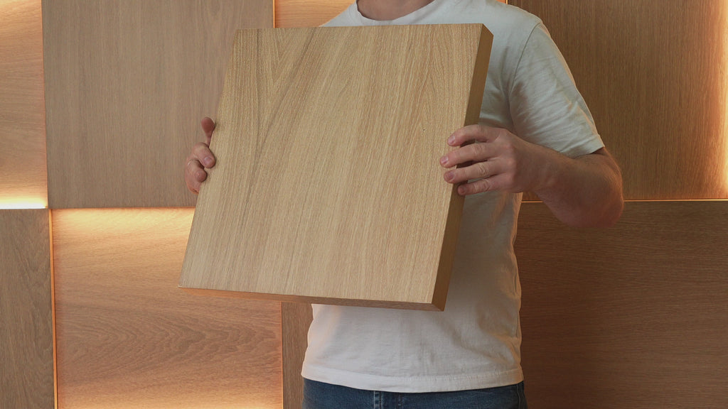 3D Оак wood Wall Panels with Backlight Set -16pcs