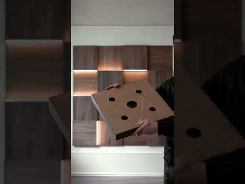 Custom 3D Walnut wood Wall Panels with Backlight Parts Sets